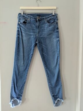 True Religion Blue Distressed Ankle Jeans